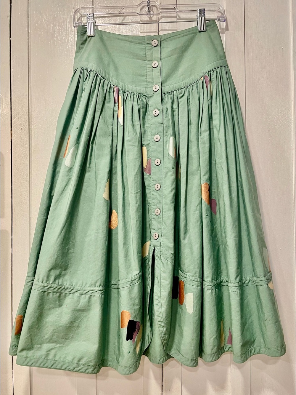 The Design House Sage Green Boho Cottagecore Abstract 100% Cotton Midi Sz Small